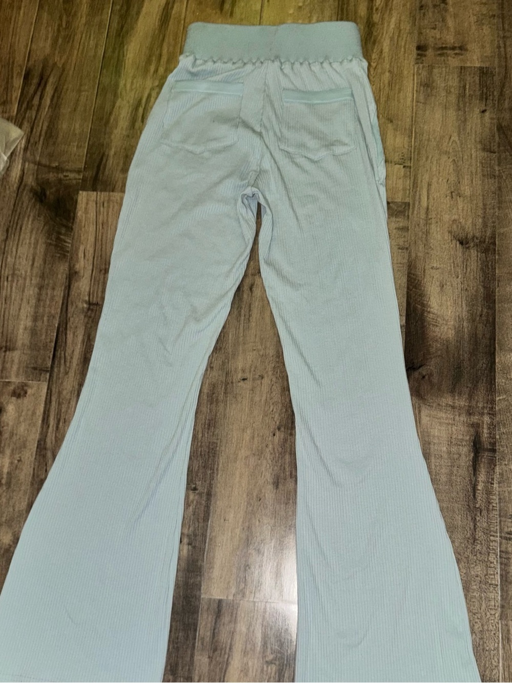 Manière De Voir Ribbed Flare Pants Sky Blue High Waist Sz 8 Y2K